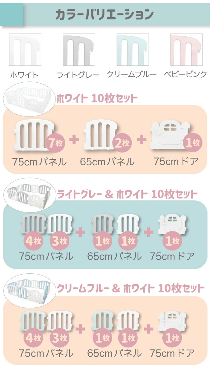 ifamアイファム ベビーサークル ファースト ドア付き枚セット 6色