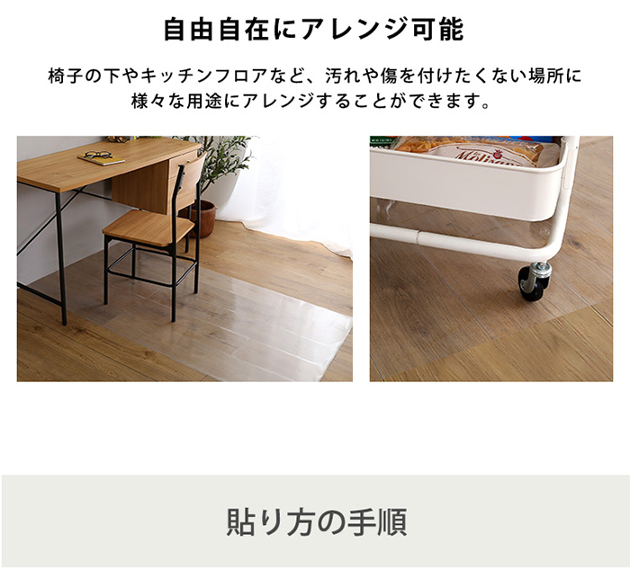 ぴったりとズレない透明ダイニングラグ 90x250x2枚 3畳サイズ 通常販売