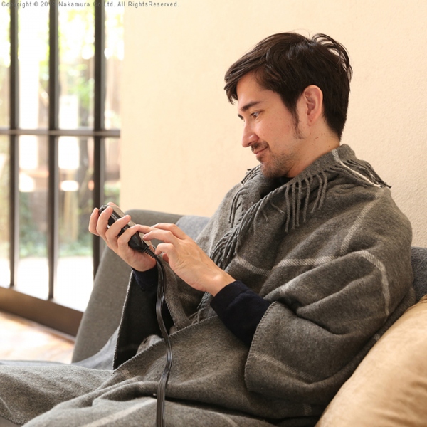 日本製 着る電気毛布 Curun クルン Premium チェック柄 ロングサイズ 140x196cm 家具通販のわくわくランド 本店